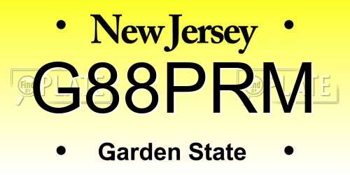 G88PRM New Jersey License Plate