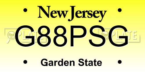 G88PSG New Jersey License Plate