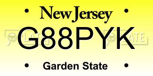 G88PYK New Jersey License Plate