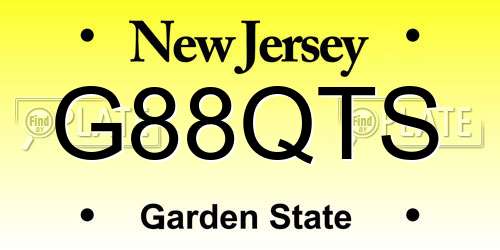 G88QTS New Jersey License Plate