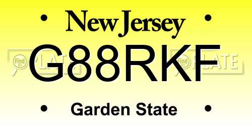G88RKF New Jersey License Plate