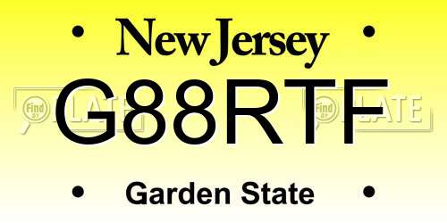G88RTF New Jersey License Plate