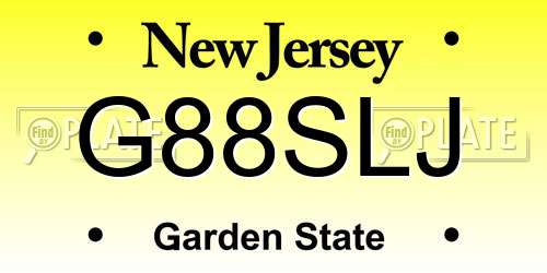 G88SLJ New Jersey License Plate