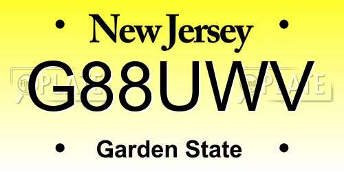 G88UWV New Jersey License Plate