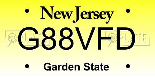 G88VFD New Jersey License Plate