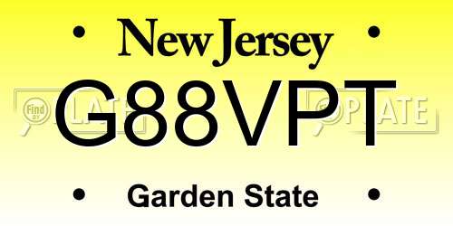 G88VPT New Jersey License Plate