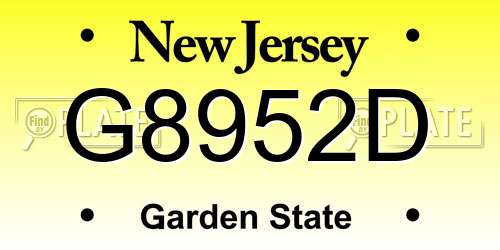 G8952D New Jersey License Plate