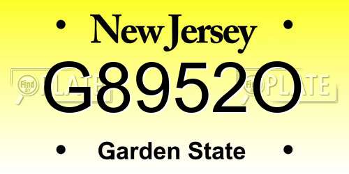 G8952O New Jersey License Plate