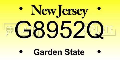 G8952Q New Jersey License Plate