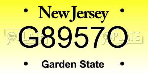 G8957O New Jersey License Plate