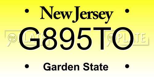 G895TO New Jersey License Plate