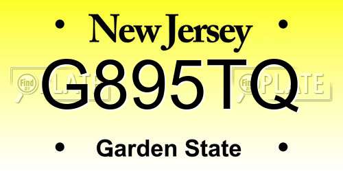 G895TQ New Jersey License Plate