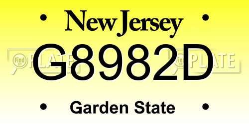 G8982D New Jersey License Plate