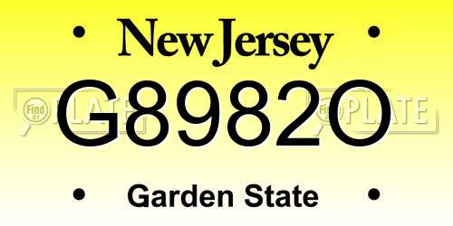 G8982O New Jersey License Plate
