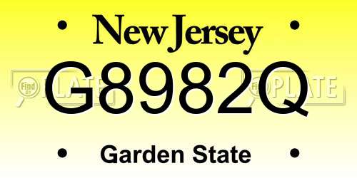 G8982Q New Jersey License Plate