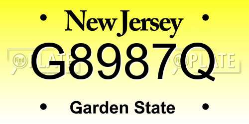G8987Q New Jersey License Plate