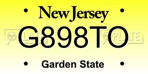 G898TO New Jersey License Plate