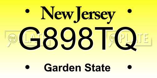 G898TQ New Jersey License Plate