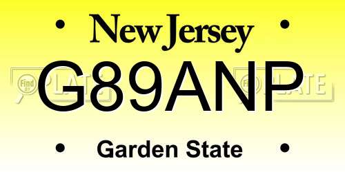 G89ANP New Jersey License Plate