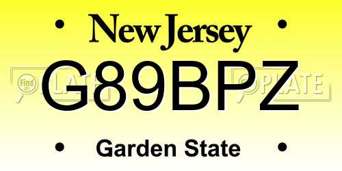 G89BPZ New Jersey License Plate