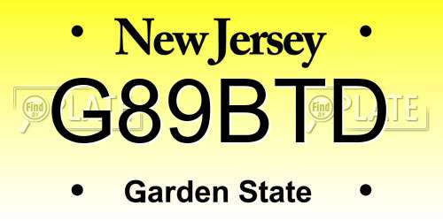 G89BTD New Jersey License Plate