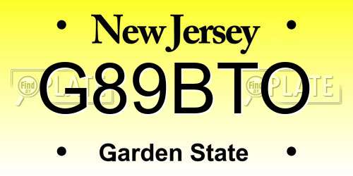 G89BTO New Jersey License Plate