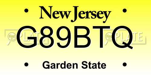G89BTQ New Jersey License Plate