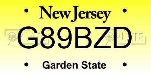 G89BZD New Jersey License Plate