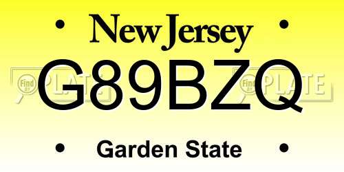 G89BZQ New Jersey License Plate