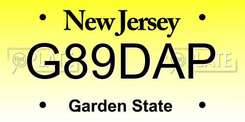 G89DAP New Jersey License Plate