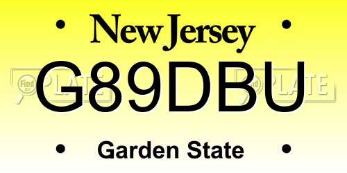G89DBU New Jersey License Plate