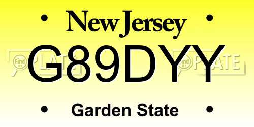 G89DYY New Jersey License Plate