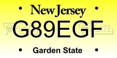 G89EGF New Jersey License Plate