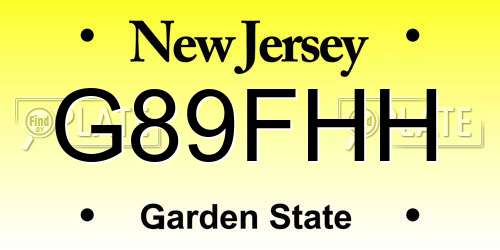 G89FHH New Jersey License Plate