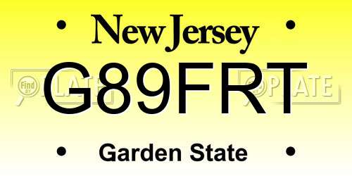 G89FRT New Jersey License Plate