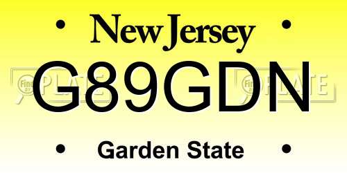 G89GDN New Jersey License Plate