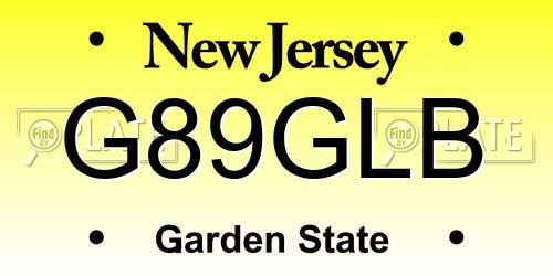 G89GLB New Jersey License Plate