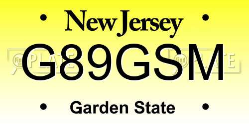 G89GSM New Jersey License Plate