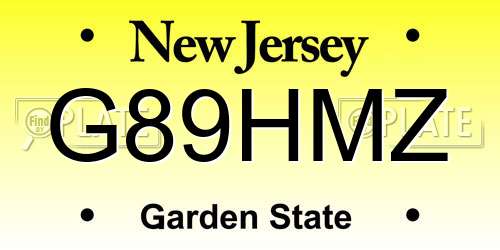 G89HMZ New Jersey License Plate
