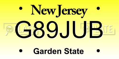 G89JUB New Jersey License Plate