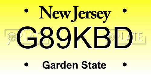 G89KBD New Jersey License Plate