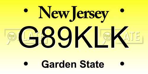 G89KLK New Jersey License Plate