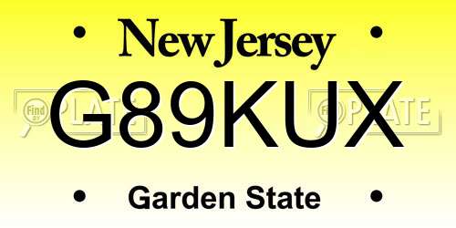 G89KUX New Jersey License Plate