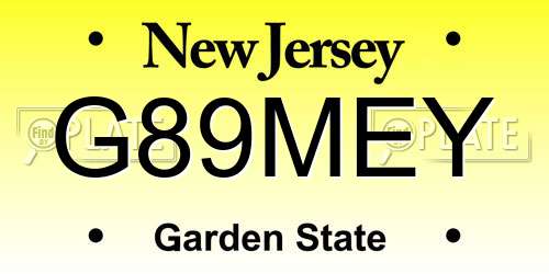 G89MEY New Jersey License Plate