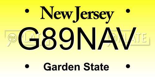 G89NAV New Jersey License Plate