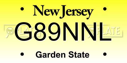 G89NNL New Jersey License Plate