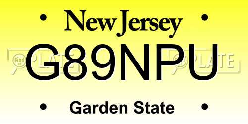 G89NPU New Jersey License Plate