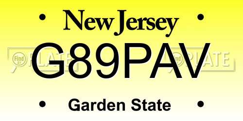 G89PAV New Jersey License Plate