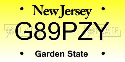 G89PZY New Jersey License Plate
