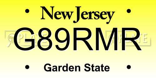 G89RMR New Jersey License Plate